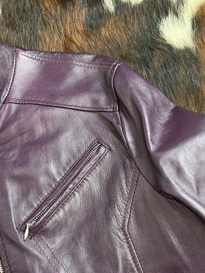Giacca di pelle viola