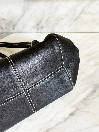 TOD’S - Borsa vintage in pelle nera con cuciture a contrasto