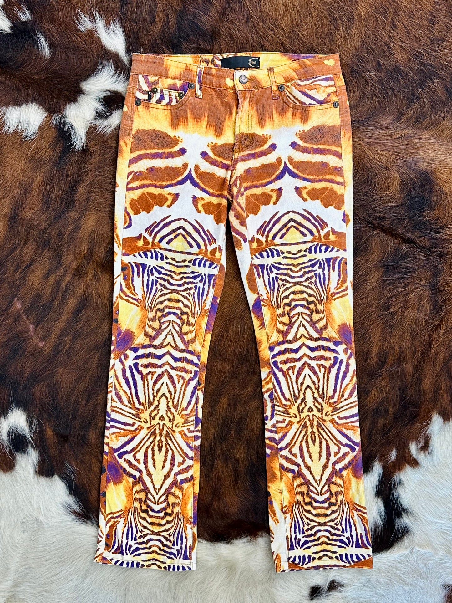 JUST CAVALLI - Pantaloni Animalier Psichedelico 🦓Archivio Anni 2000