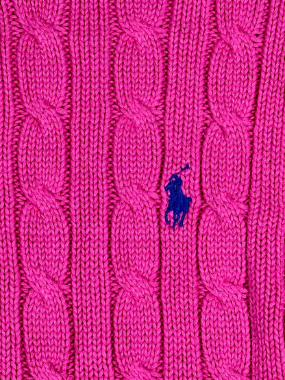 POLO RALPH LAUREN - Pullover pink flamingo con trecce