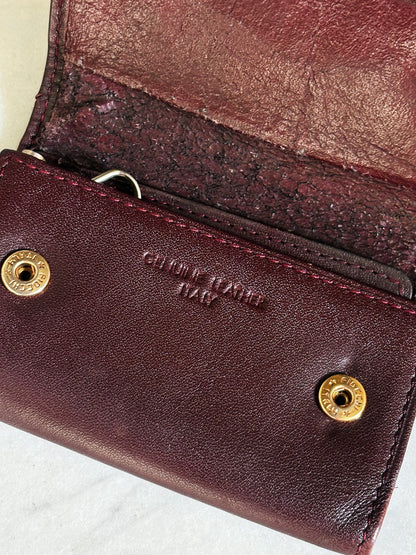 VALENTINO – Portachiavi Vintage in vera pelle bordeaux Made in Italy