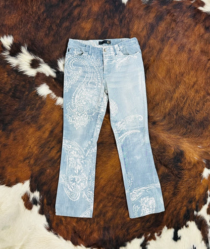 JUST CAVALLI - Pantaloni Paisley Denim – Early 2000s
