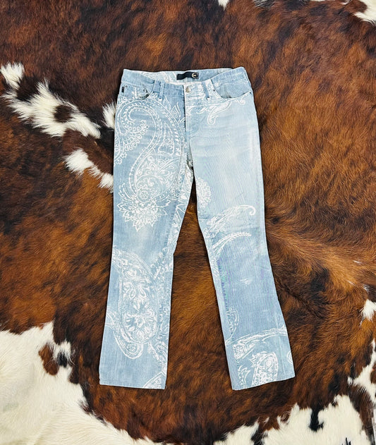 JUST CAVALLI - Pantaloni Paisley Denim – Early 2000s