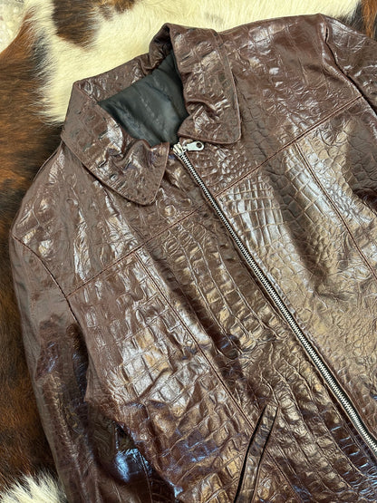 Giacca di pelle cocco 🐊 Rosso Borgogna scuro