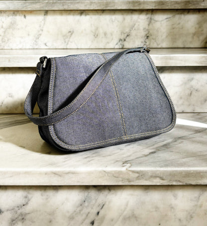 SISLEY - Vintage Y2K Denim Baguette Bag – 2000s Shoulder Bag