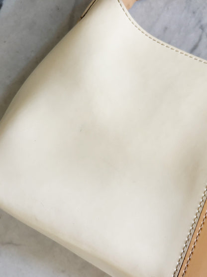 Vintage Two-Tone Leather Hobo Bag – Cream & Caramel