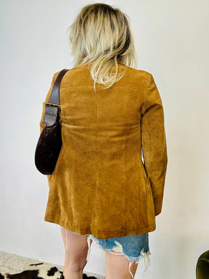 Giacca in pelle scamosciata cammello