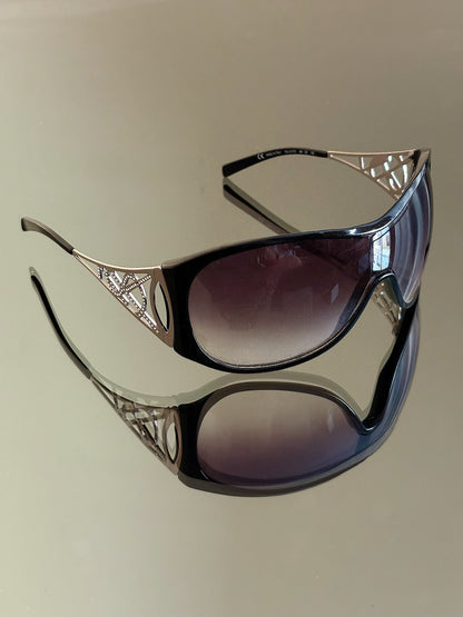 YVES SAINT LAURENT - Occhiali da sole – YSL logo crystal, shield Y2K Made in Italy