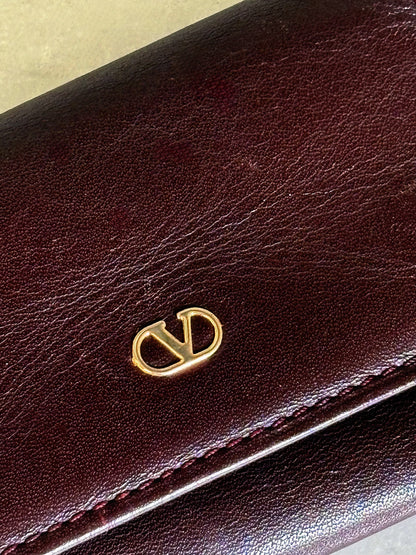 VALENTINO – Portachiavi Vintage in vera pelle bordeaux Made in Italy