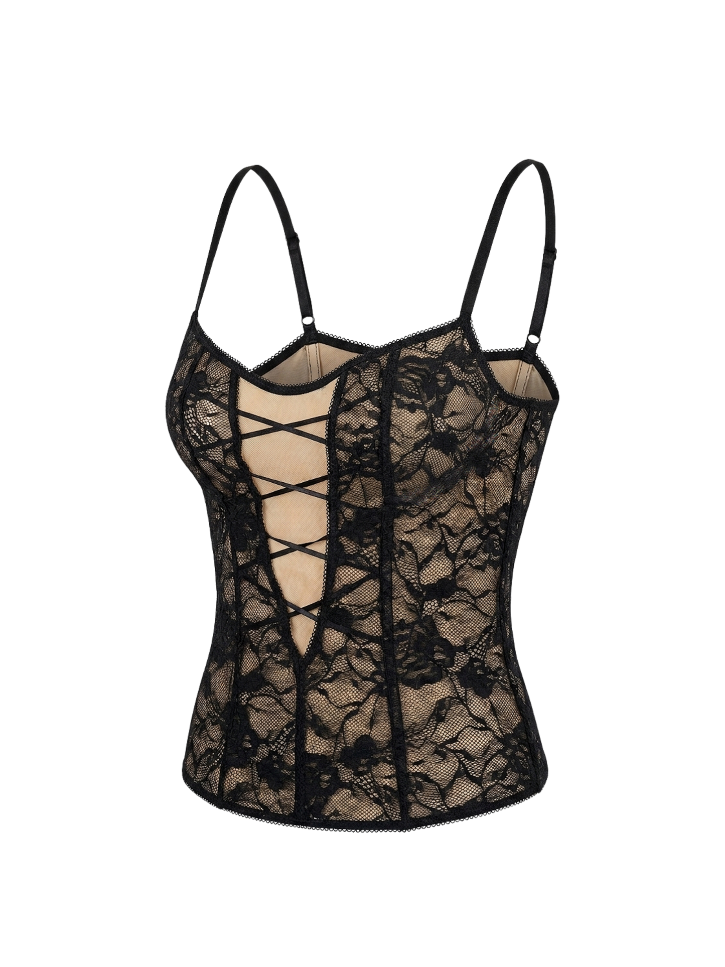 Top vintage y2k in pizzo con lacci frontali