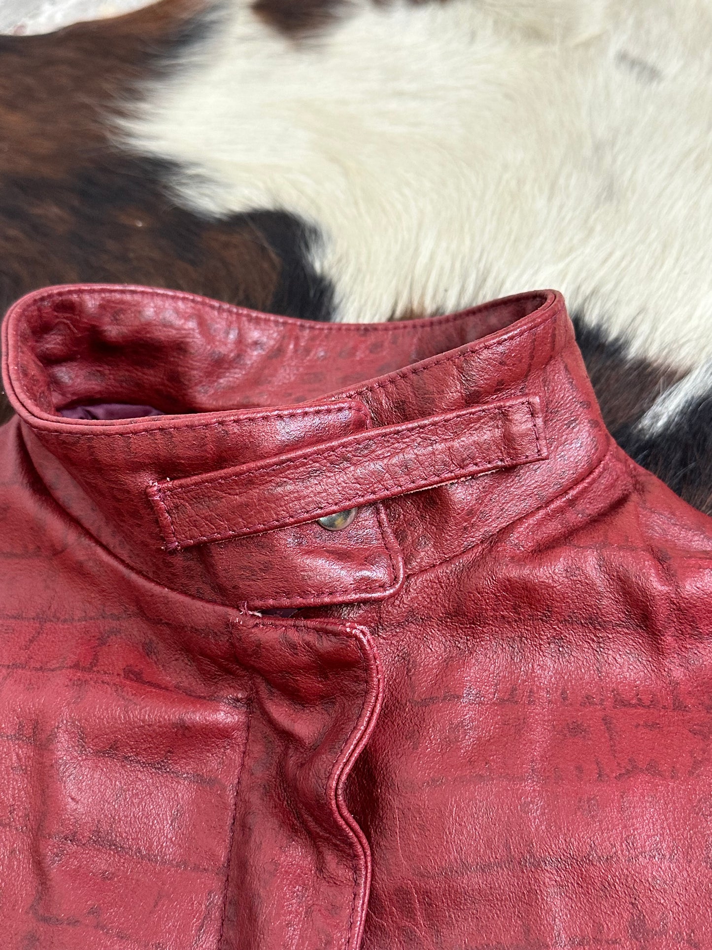 Giacca di pelle pitonata Rosso Borgogna