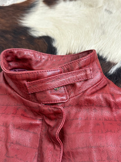 Giacca di pelle pitonata Rosso Borgogna