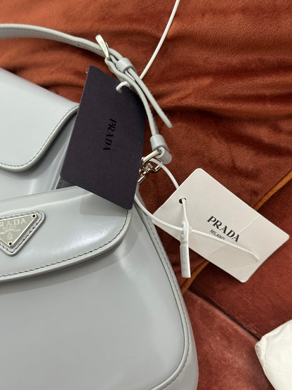 PRADA - Cleo in Pelle Spazzolata Grigio Ghiaccio| MEDIUM e SMALL