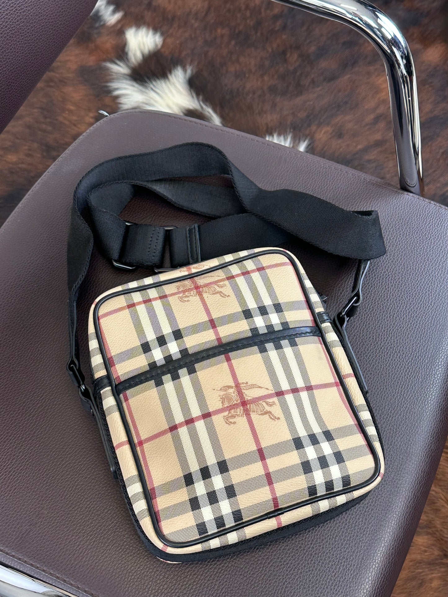 BURBERRY - Borsa Check Vintage Messenger | Canvas Beige e Nero