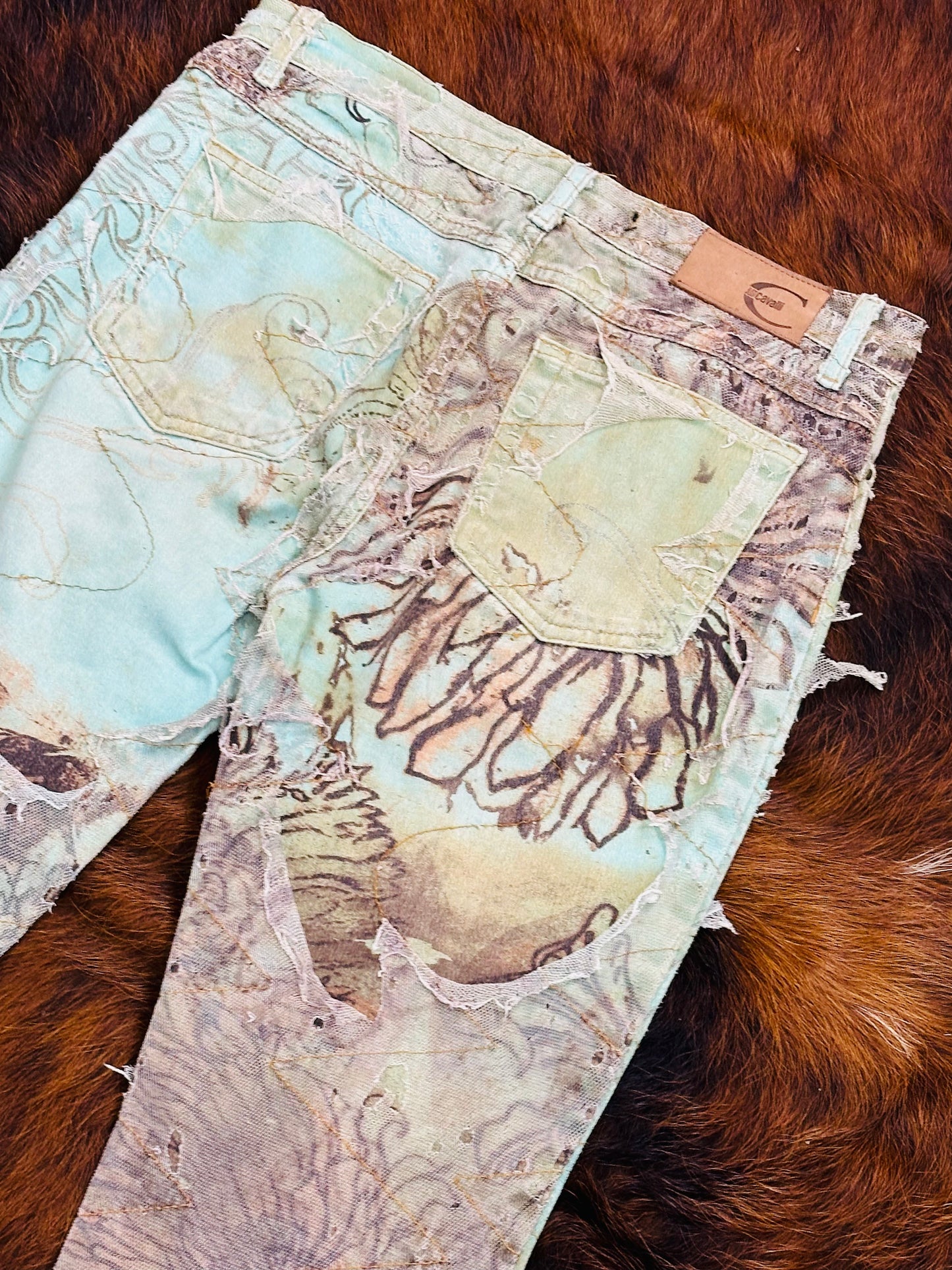 JUST CAVALLI - Pantaloni a zampa Edizione Artistica Floreale