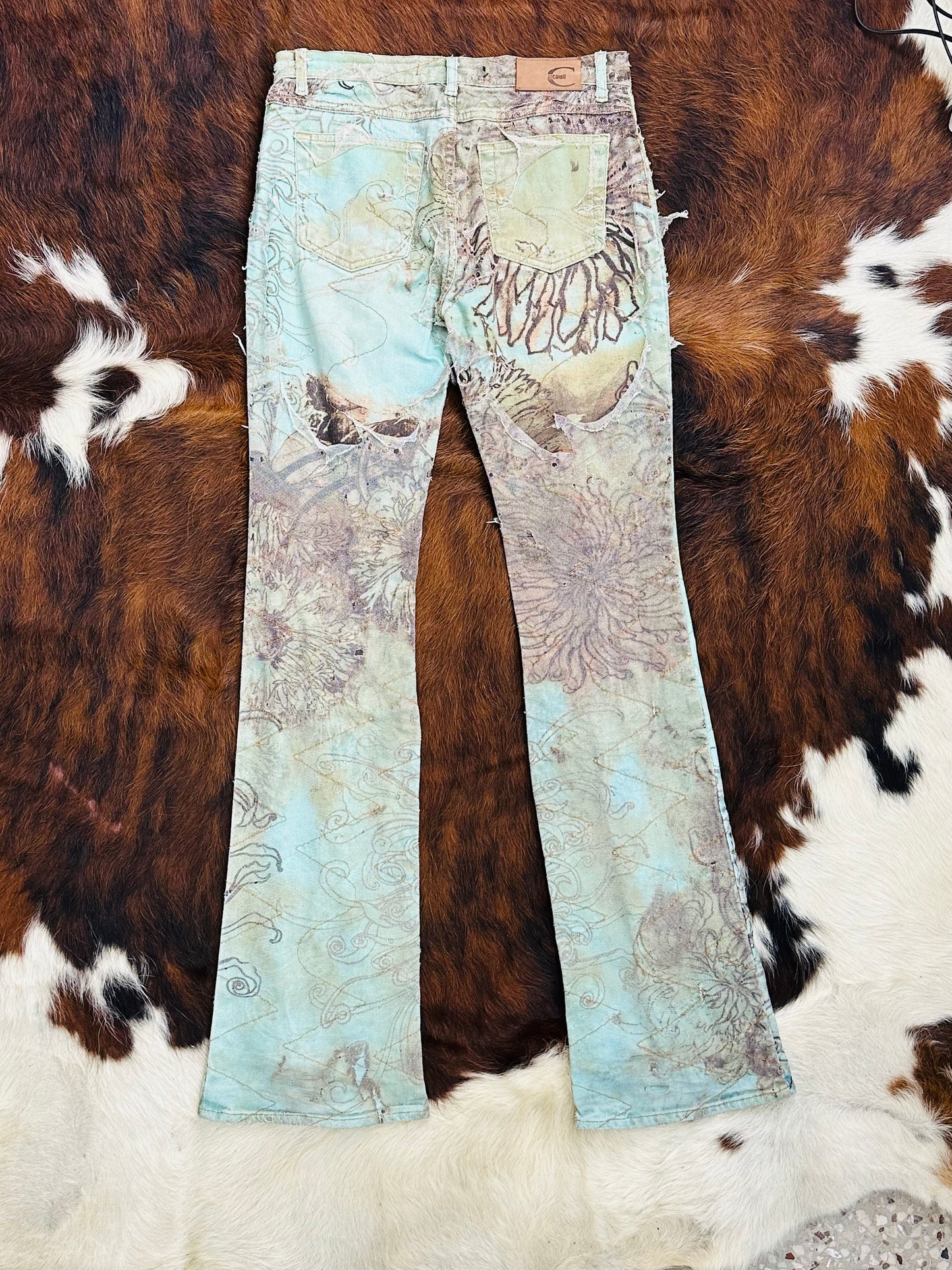 JUST CAVALLI - Pantaloni a zampa Edizione Artistica Floreale