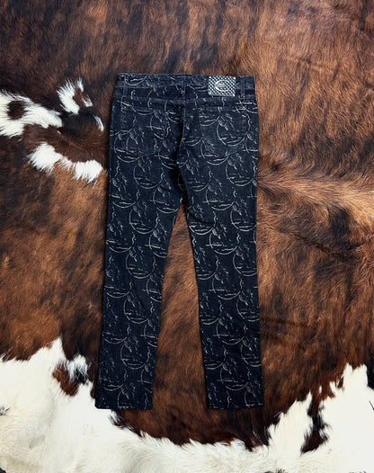 JUST CAVALLI - Pantaloni Black Silver Monogram – Early 2000s