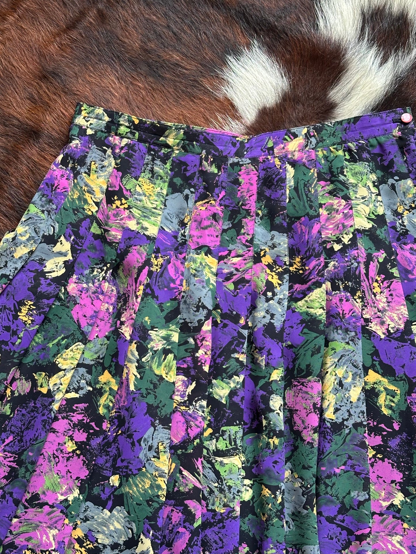 Completo vintage floreale anni ’80/’90 – camicia cropped + gonna plissé