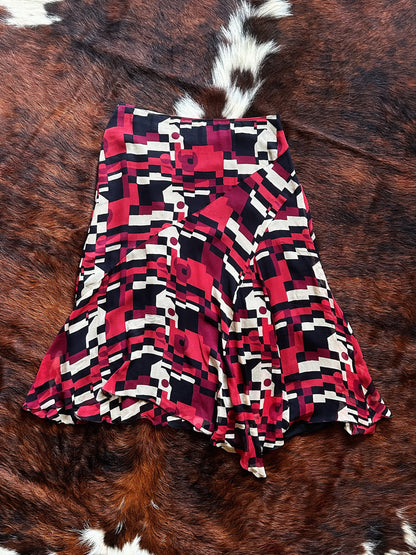 Gonna vintage Pura Seta con fantasia geometrica – Made in Italy