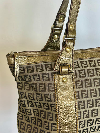 FENDI - Shopper Zucca Canvas & Leather
