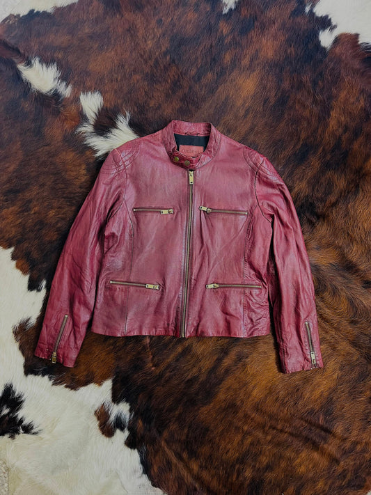 Giacca in vera pelle d’agnello Conbipel – Bordeaux biker jacket