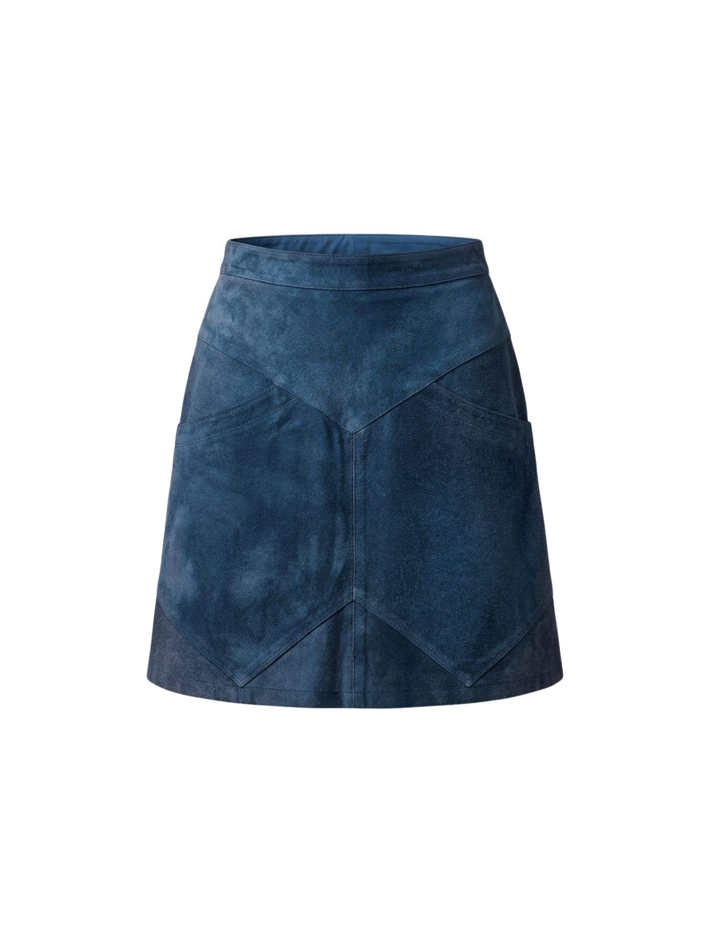 Gonna vintage in vera pelle scamosciata blu