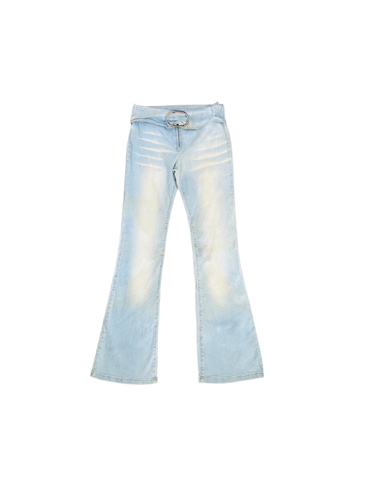 Jeans Flare Light Wash con Cintura Ovale Integrata – Y2K Edition