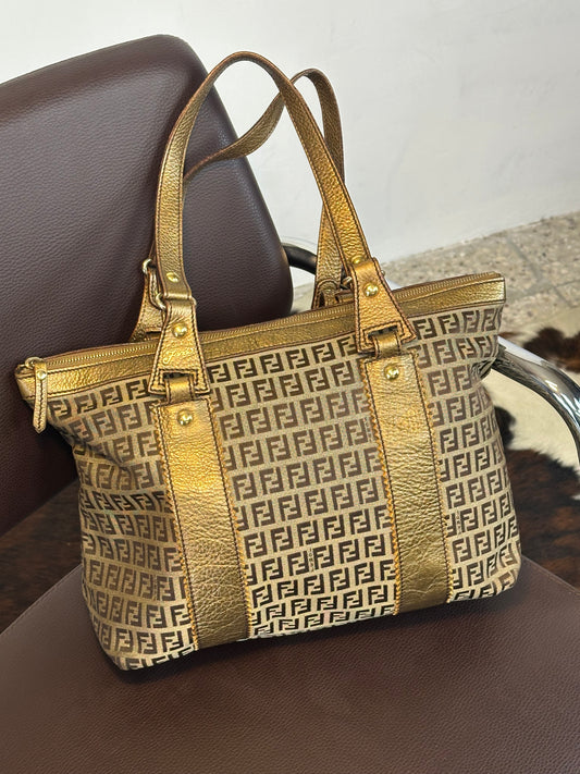 FENDI - Shopper Zucca Canvas & Leather