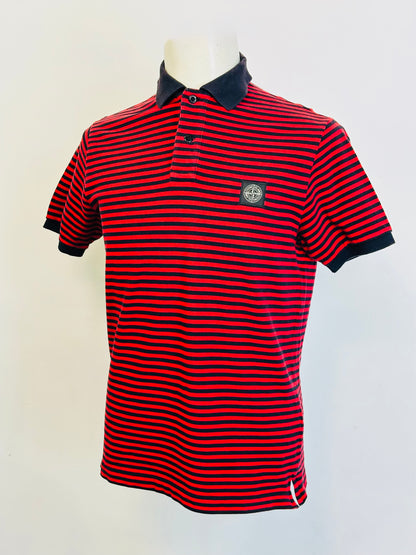 STONE ISLAND - Polo a righe color rosso/navy | L
