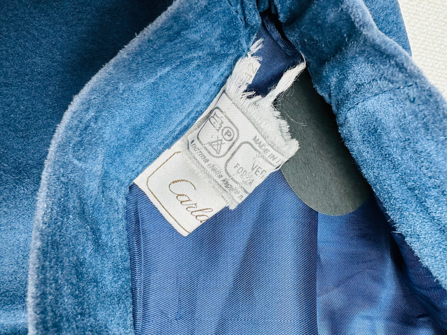 Gonna vintage in vera pelle scamosciata blu