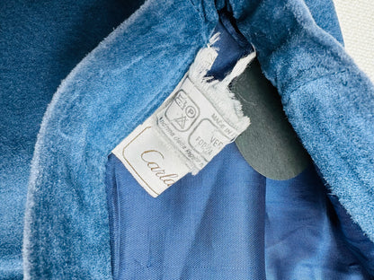Gonna vintage in vera pelle scamosciata blu