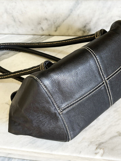 TOD’S - Borsa vintage in pelle nera con cuciture a contrasto