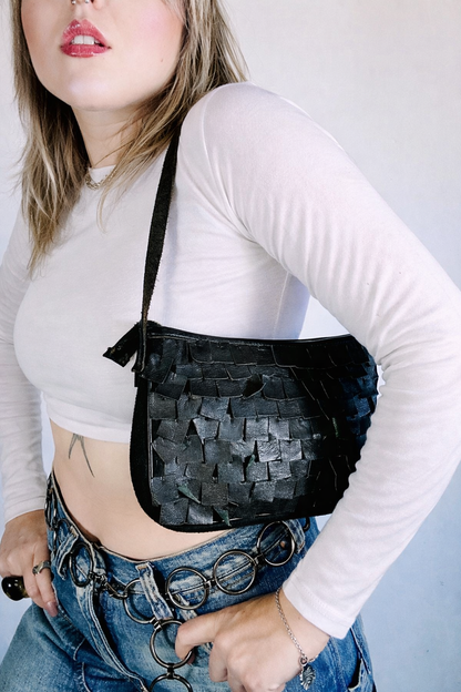 Borsa a spalla vera pelle nera