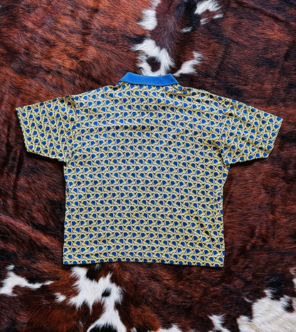 GUCCI - Polo Shirt Vintage ‘80 Blue and Gold Stirrups