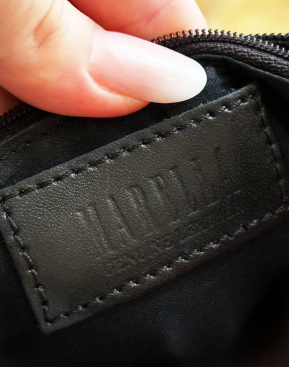 MARELLA– Borsa vintage in pelle nera con impunture a contrasto