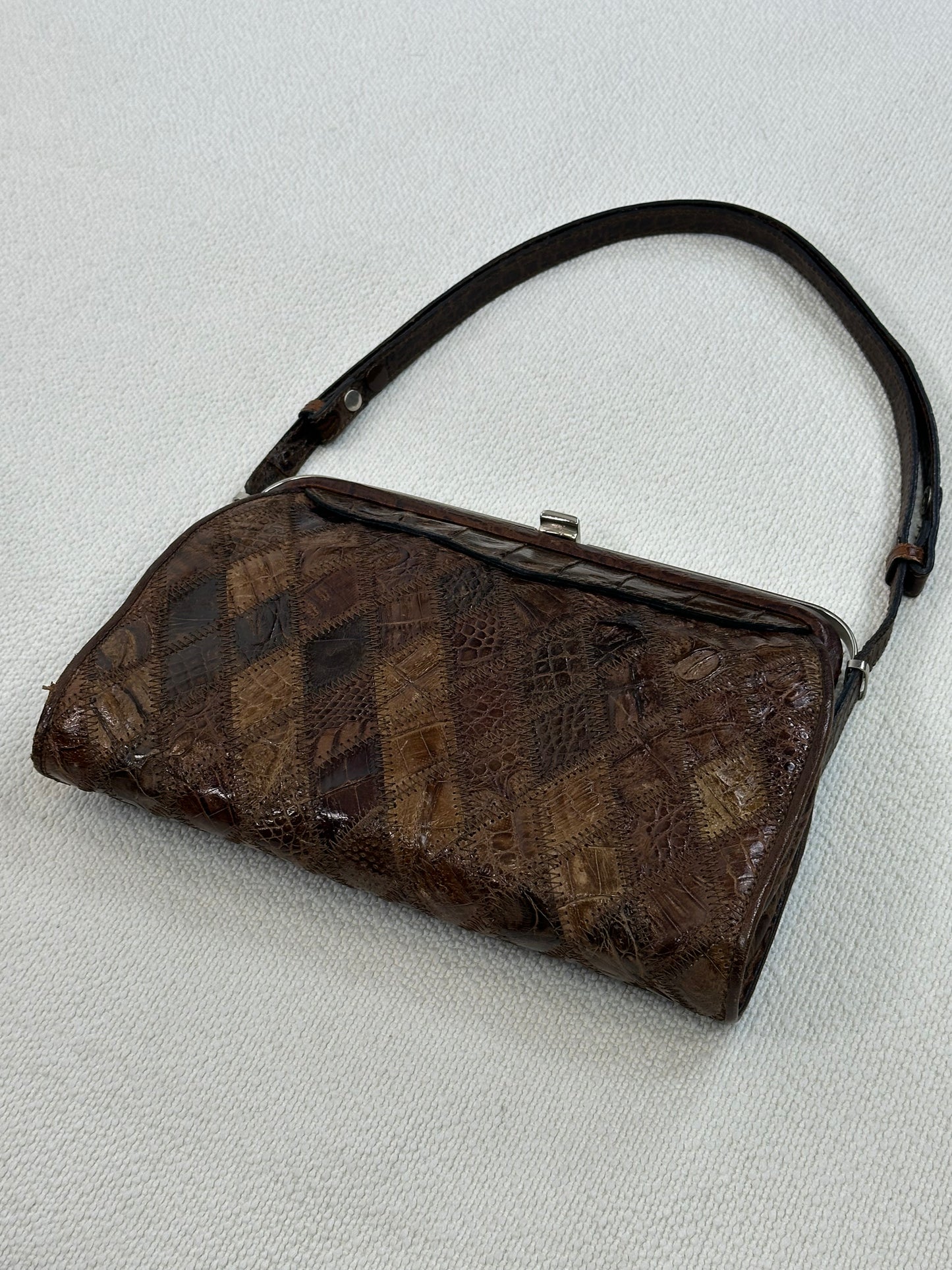 CLUTCH - Borsa Vintage Artigianale in Patchwork di Pelle Cocco