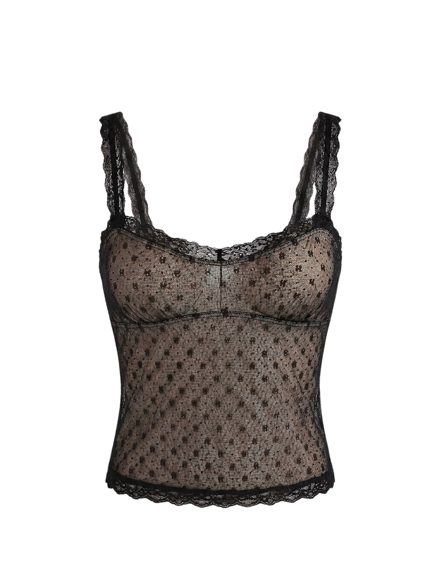 Top sheer mesh nero vintage coquette Y2K