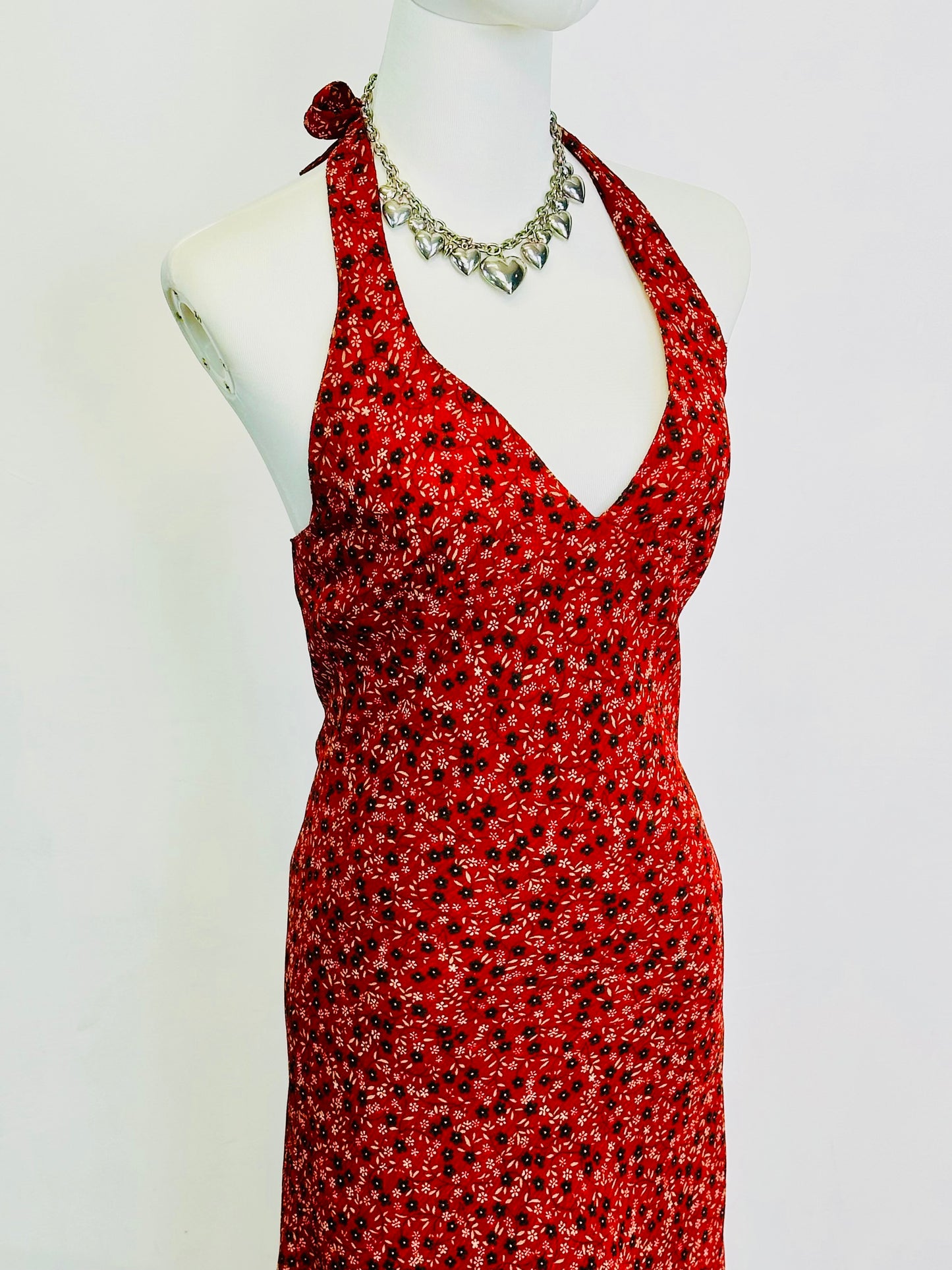 Y2k Long Dress , Vestito vintage a fiori con scollo all’americana