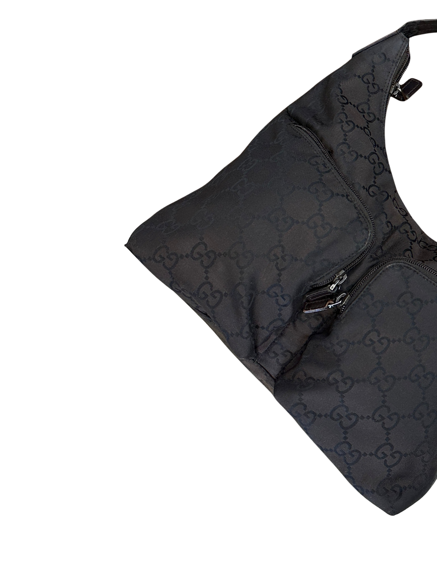 GUCCI - Vintage Monogram Nylon Hobo Bag – Marrone e nero