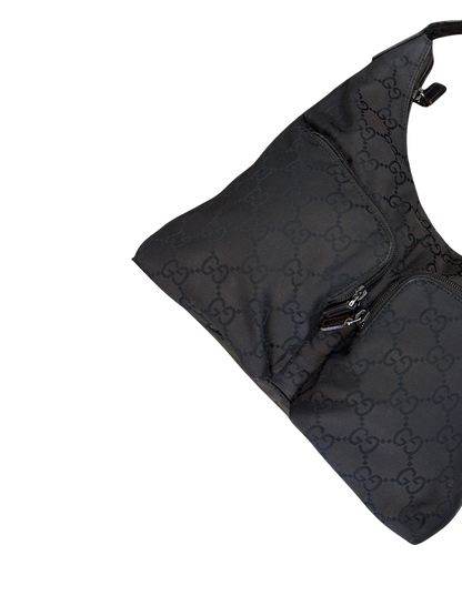 GUCCI - Vintage Monogram Nylon Hobo Bag – Marrone e nero