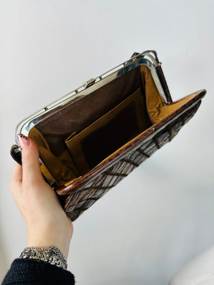 CLUTCH - Borsa Vintage Artigianale in Patchwork di Pelle Cocco