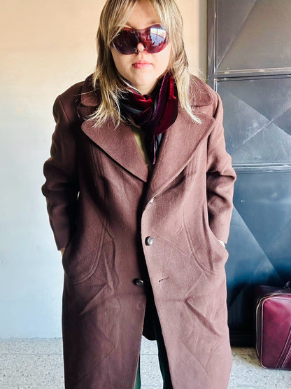 Cappotto lungo in lana marrone oversize