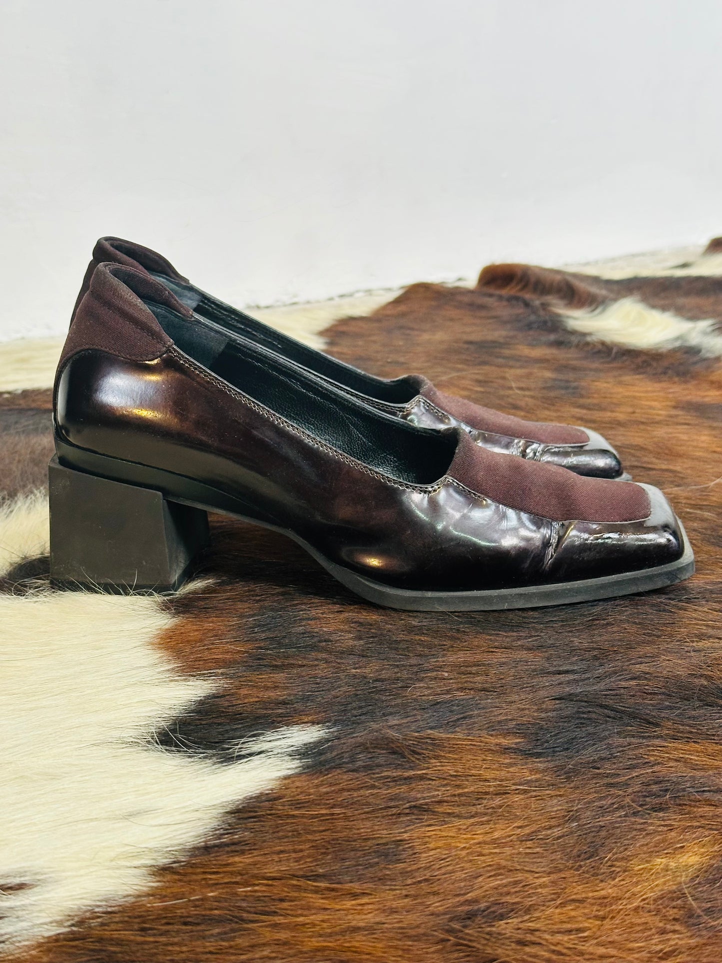 Scarpe vintage REPORTAGE | Vernice e tessuto elasticizzato | Taglia 38