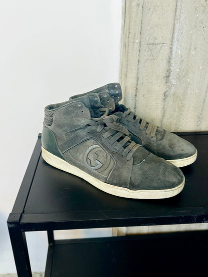 GUCCI - Sneakers High-Top in Pelle Scamosciata – Logo GG Laterale | Tg 42
