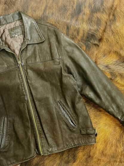 Giacca di pelle marrone Classic Fit