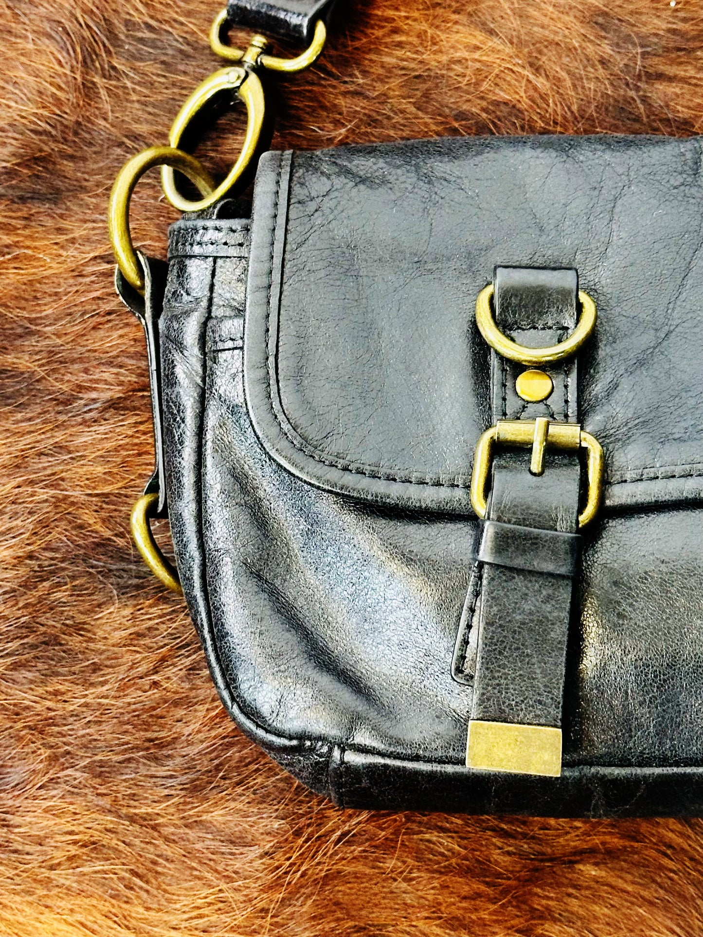 Borsa a Spalla\Bandoliera  in Vera Pelle con Hardware in ottone
