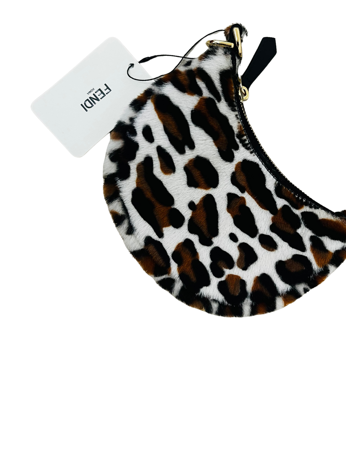 FENDI - Mini Baguette Charm Leopard Haircalf – Nuova con Cartellino