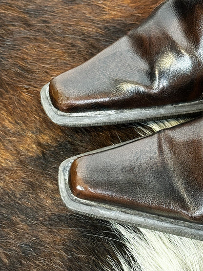 Stivali Vintage in Pelle Marrone – Punta Squadrata - Western\Boho | Taglia 36