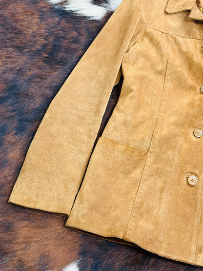 Giacca in pelle scamosciata cammello