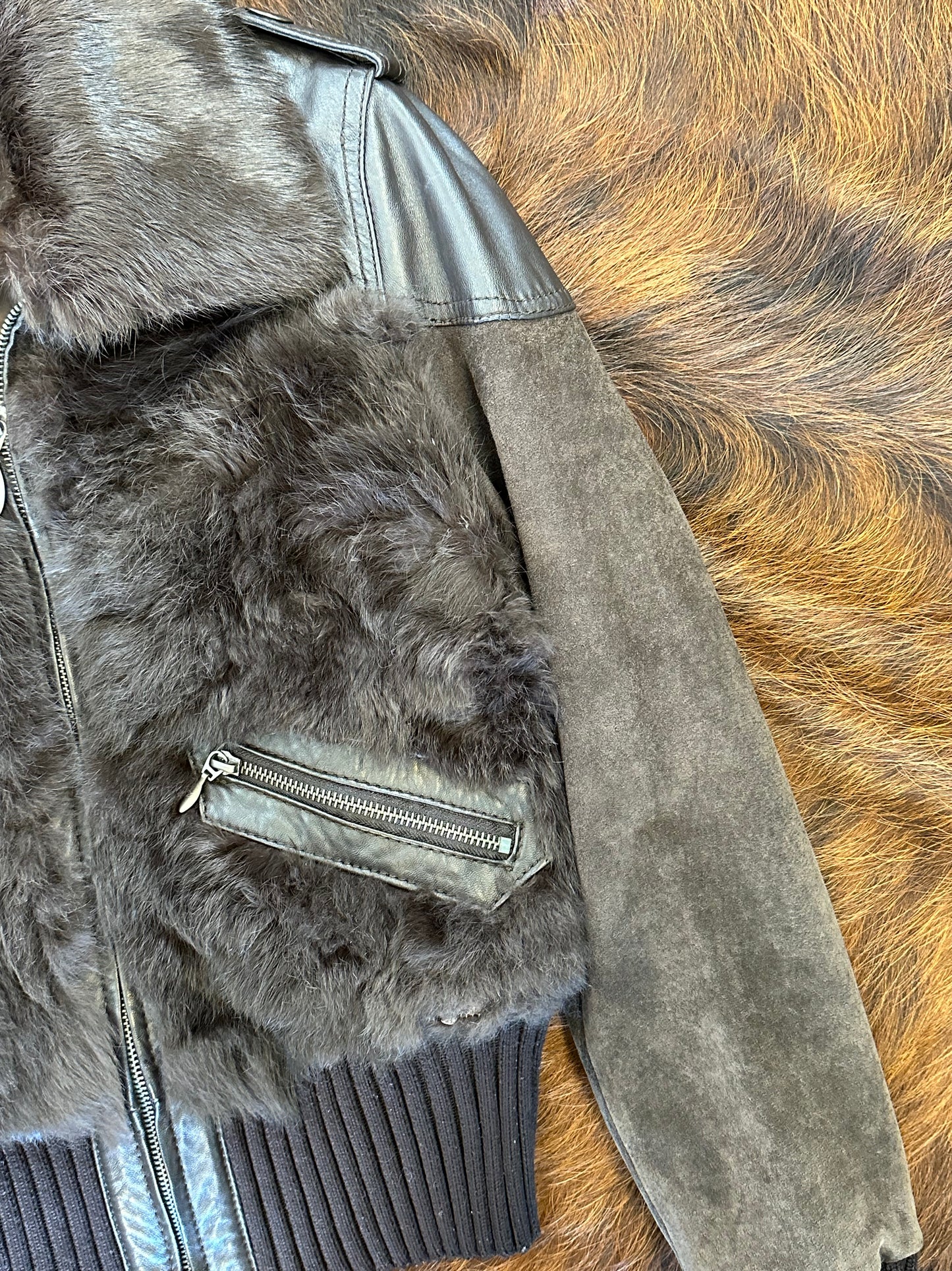 Giacca di pelle aviatore con pelliccia